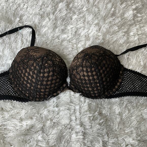 Victoria's Secret Very Sexy Push Up 32 C Black Lace - Picture 1 of 7